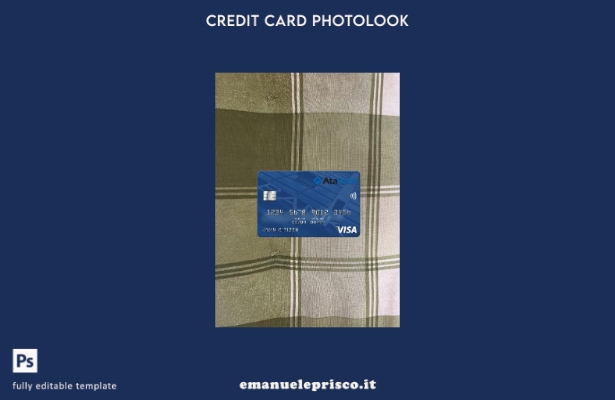modello frontale photolook con carta visto bancario ATA dell'Azerbaigian in stil